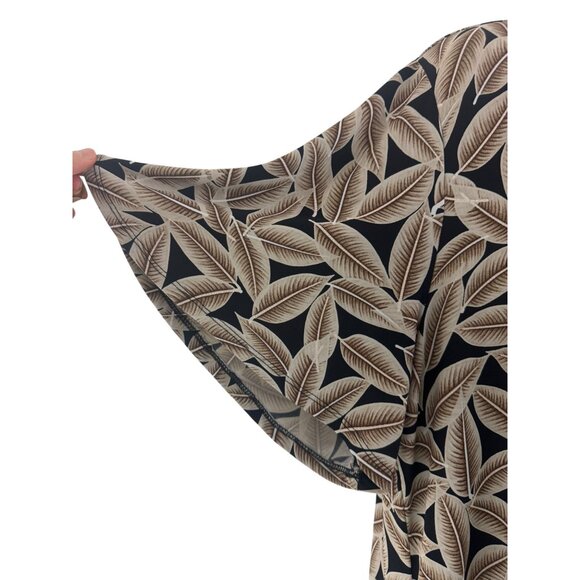Catherines Fall Leaf Print Cutout Shift Dress Flutter Sleeves Size 1X 16 18 Plus - Picture 3 of 8